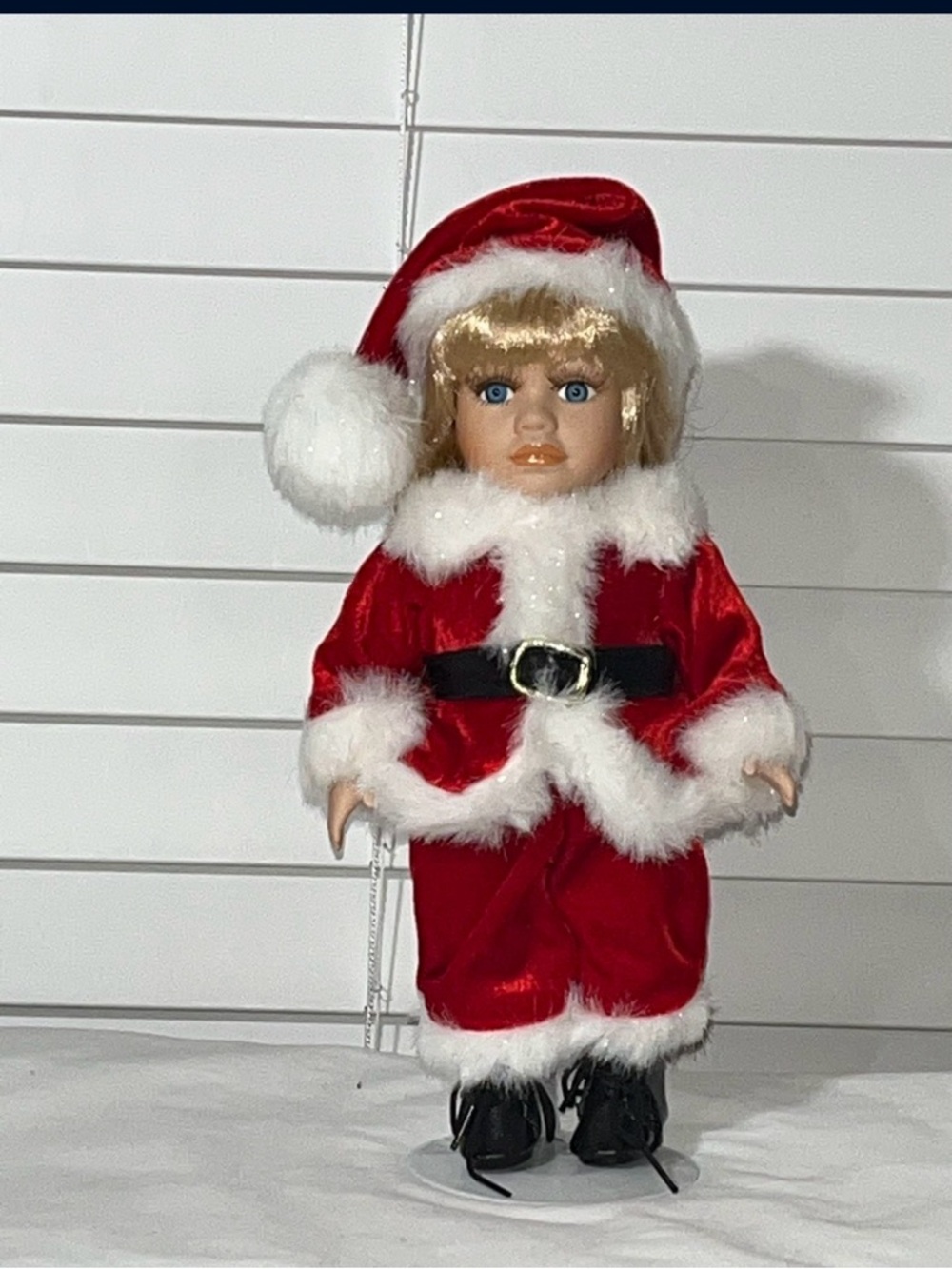 Holiday Santa Porcelain Doll in Red and White - Festive Kids Toy